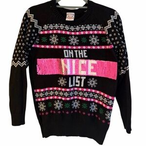 Well Worn Naughty Nice Changeable Sequin Ugly Christmas Sweater Size XS